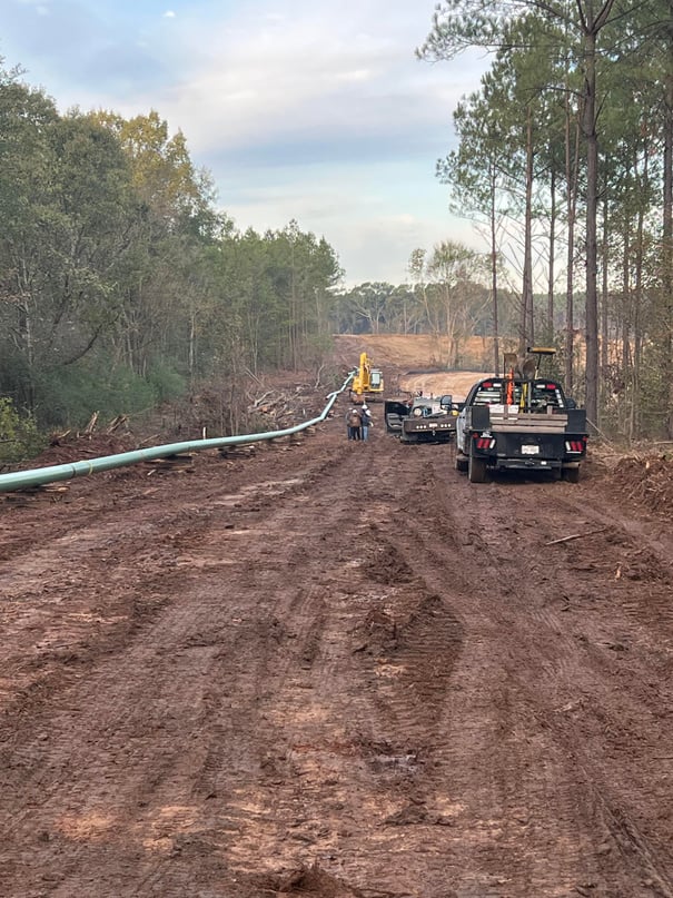 Pipeline laid out on a right-of-way